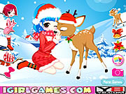 Christmas Girl Loves Reindeer