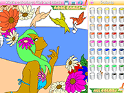 Kid's Coloring: Girl and Birds