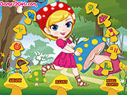 Little Girl Picking Mushroom