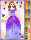 The Princess And Butterflies Coloring
